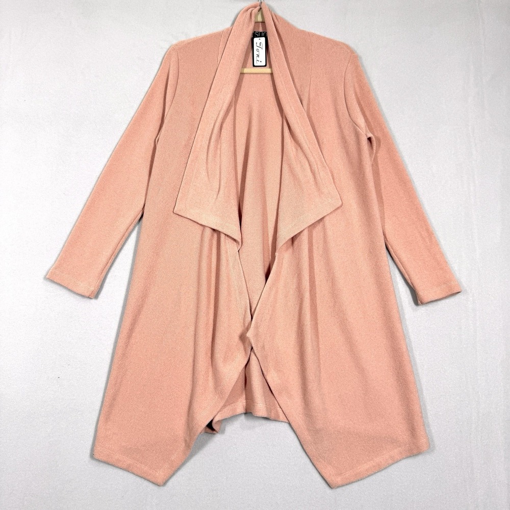 Clara Sun Woo Cardigan Sweater Womens Small Open Waterfall Draped Front Long NWT